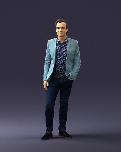 Man in blue jacket 0194 3D Print Ready 3D print model