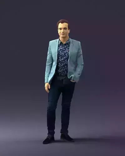 Man in blue jacket 0194 3D Print Ready 3D print model