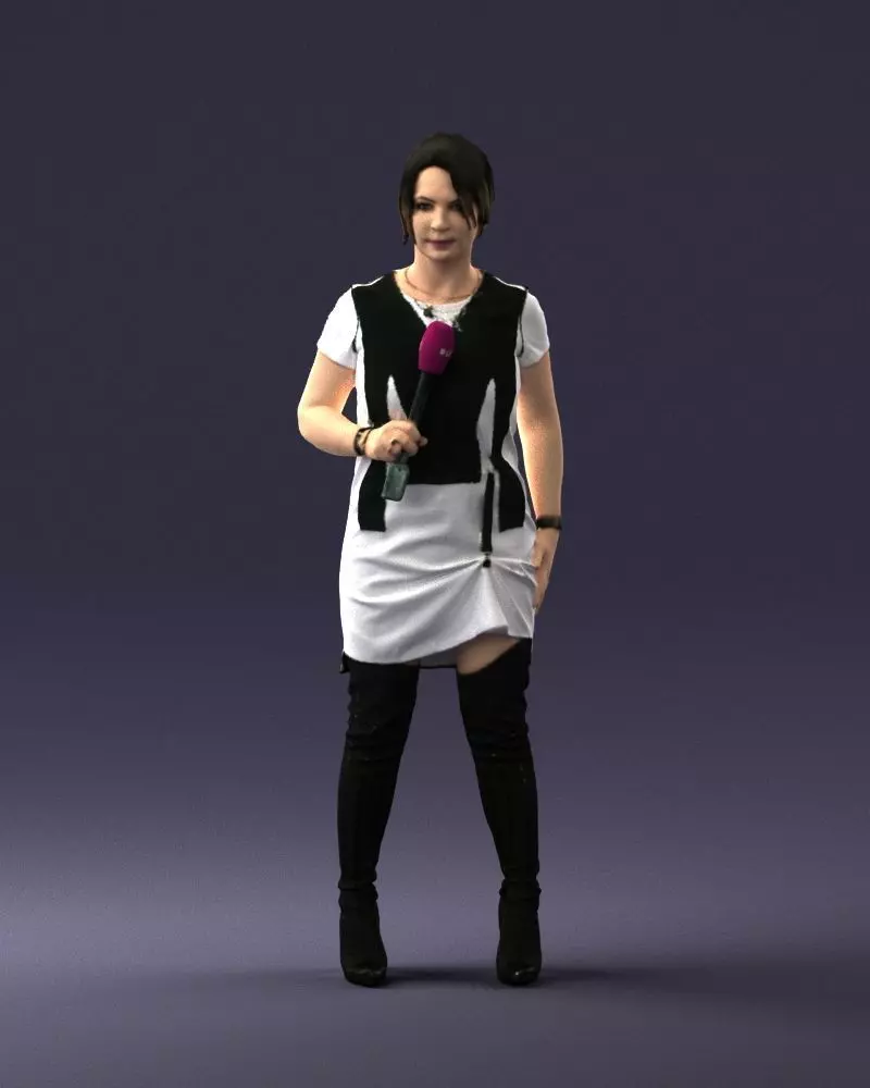000677 Female Reporter Standing STL Figure 3D print model