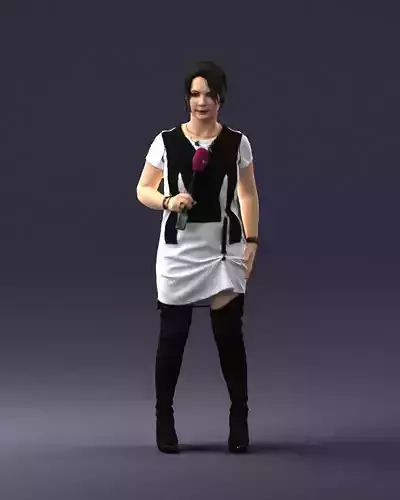 Woman with microphone 0331 3D Print Ready