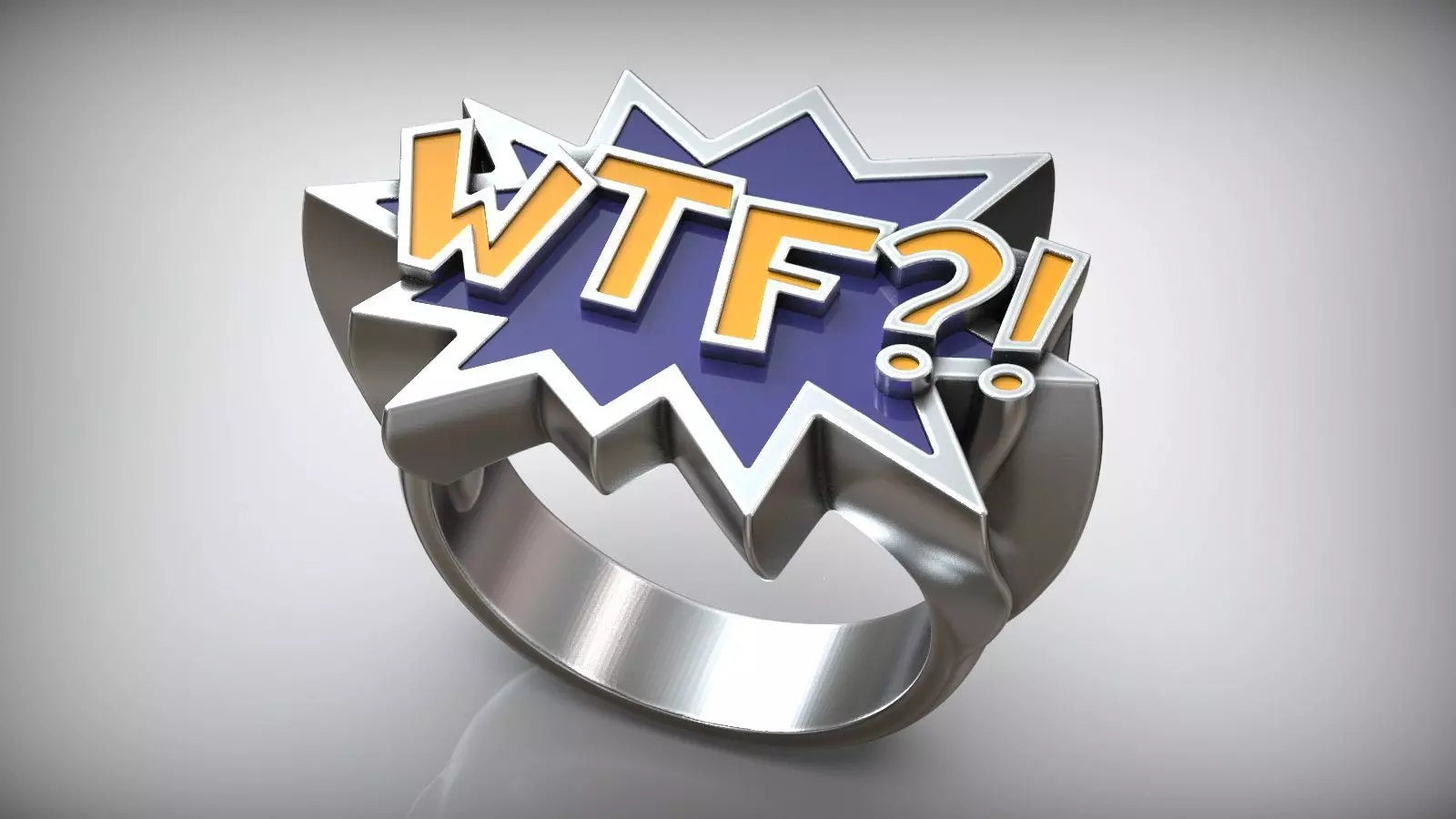 WTF Comic Book Enamel Ring Free 3D print model
