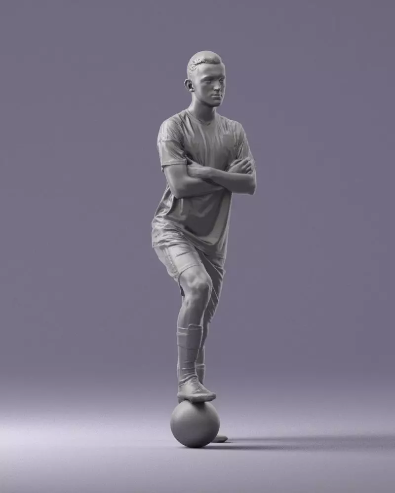 000311 Young Soccer Player Standing with Ball 1114 3dp 3D print model_2