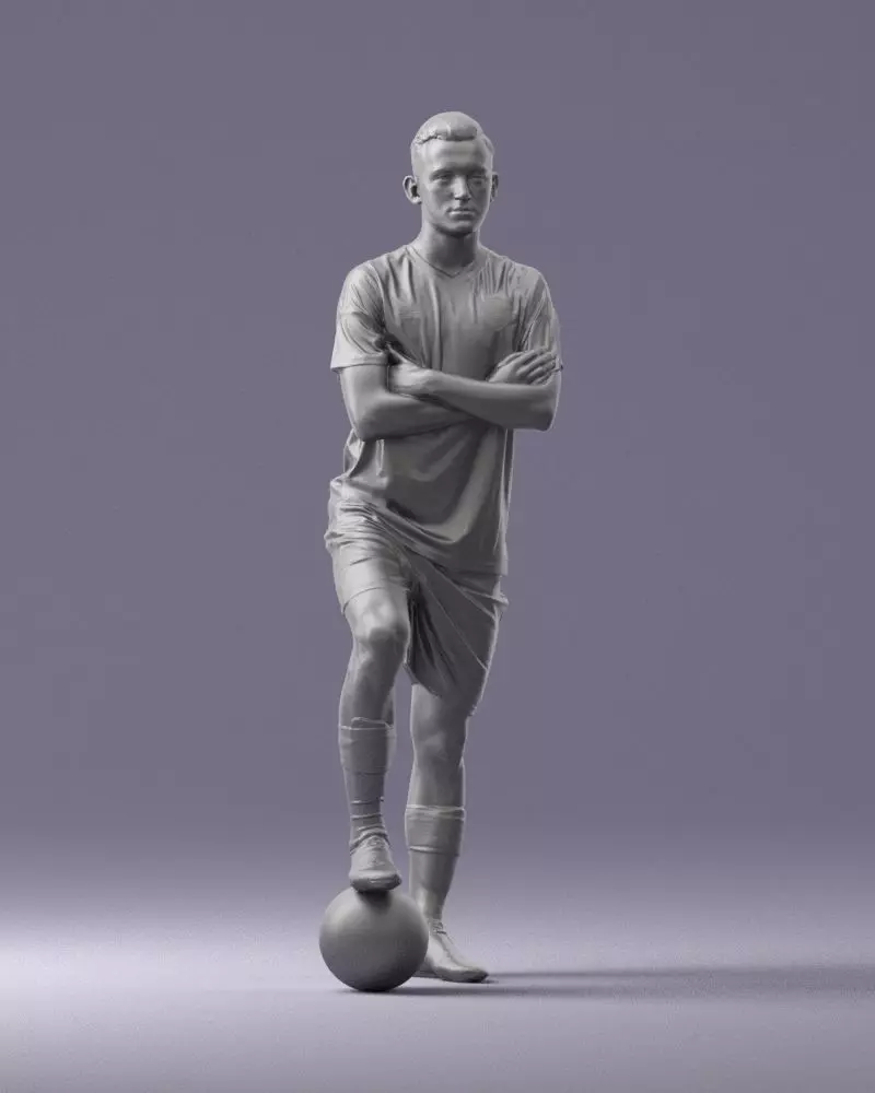 000311 Young Soccer Player Standing with Ball 1114 3dp 3D print model_0
