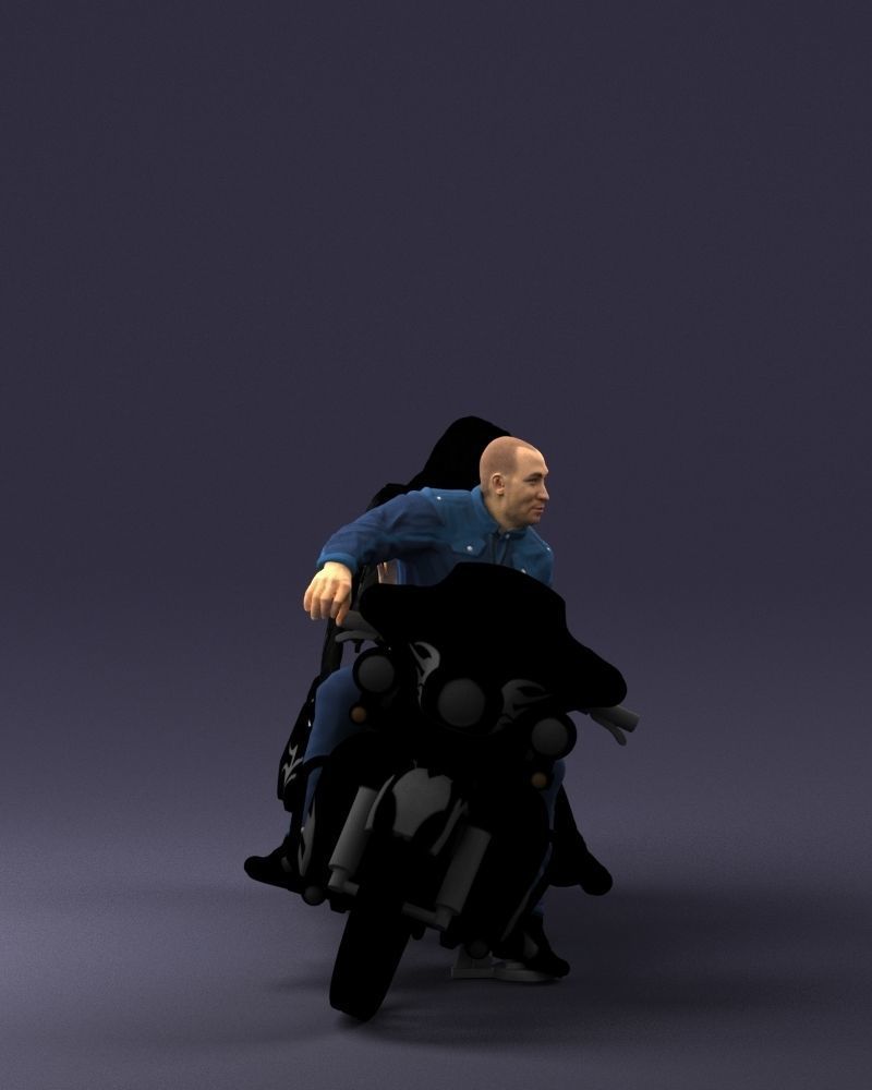 Man and woman on black motorcycle 0094 3D model_12