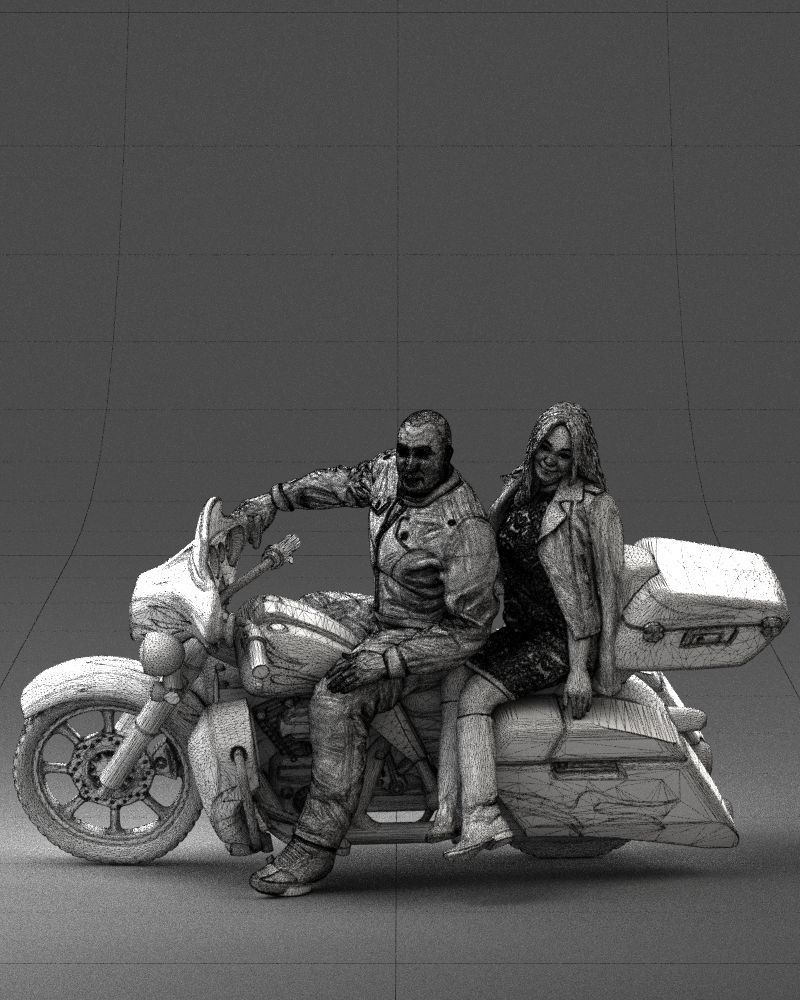Man and woman on black motorcycle 0094 3D model_5