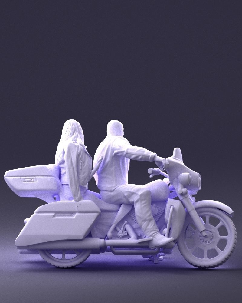 Man and woman on black motorcycle 0094 3D model_19