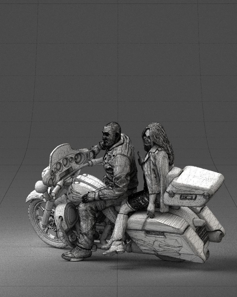 Man and woman on black motorcycle 0094 3D model_32