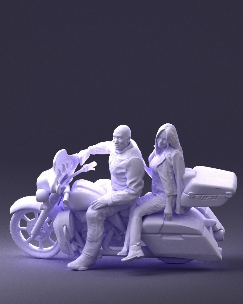 Man and woman on black motorcycle 0094 3D model_34