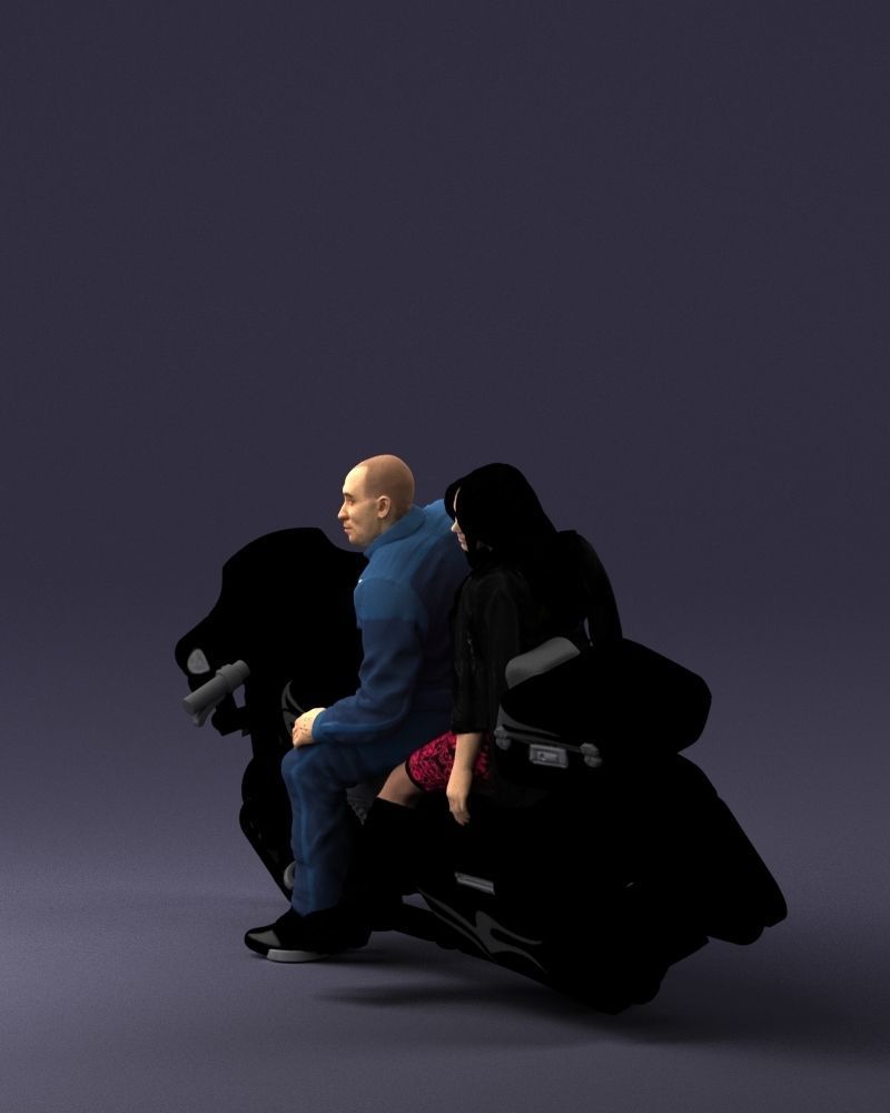 Man and woman on black motorcycle 0094 3D model_27
