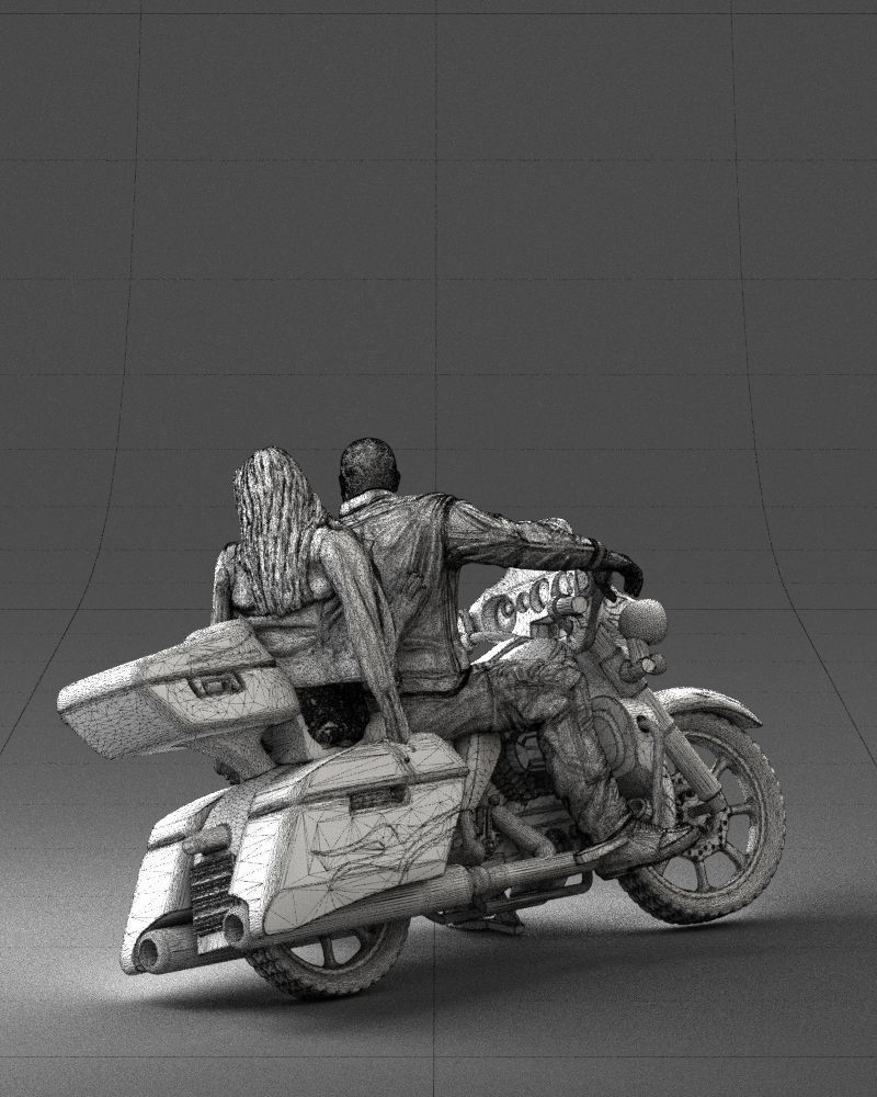 Man and woman on black motorcycle 0094 3D model_23
