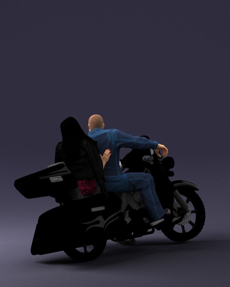 Man and woman on black motorcycle 0094 3D model_21