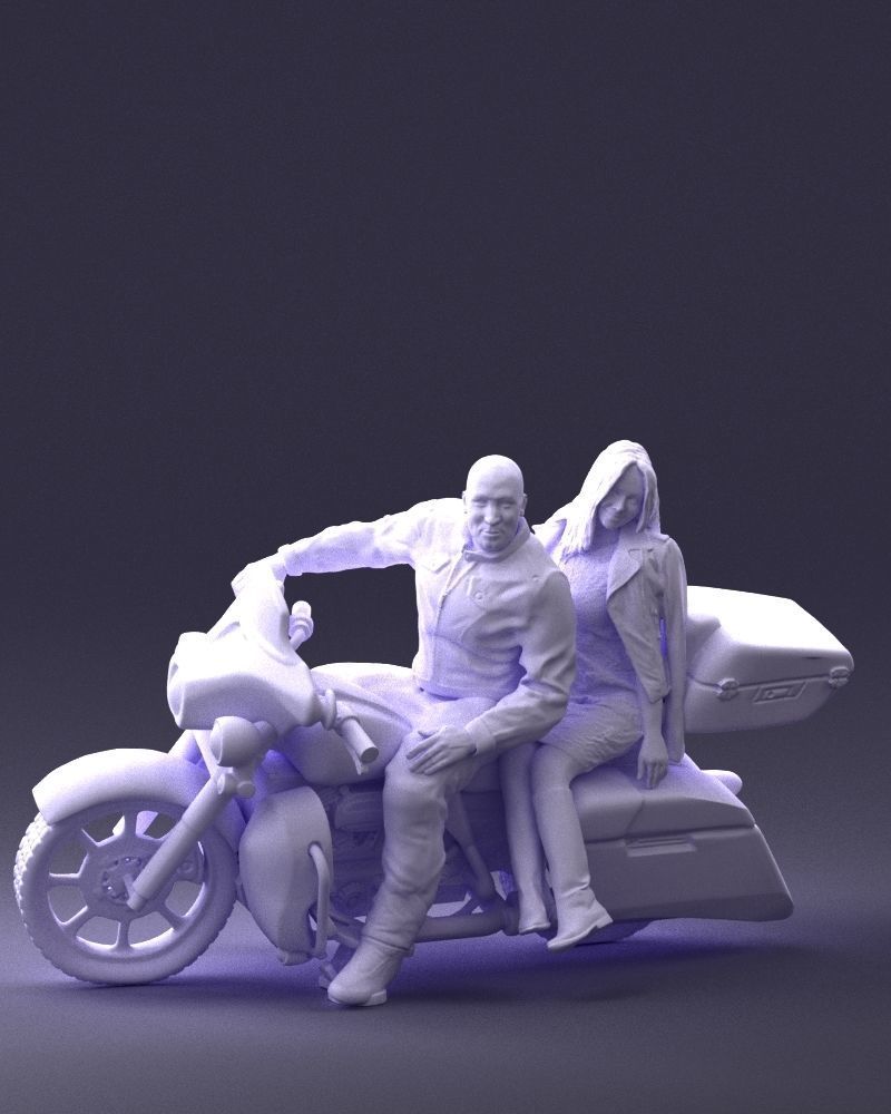 Man and woman on black motorcycle 0094 3D model_7