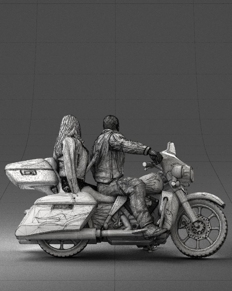 Man and woman on black motorcycle 0094 3D model_20