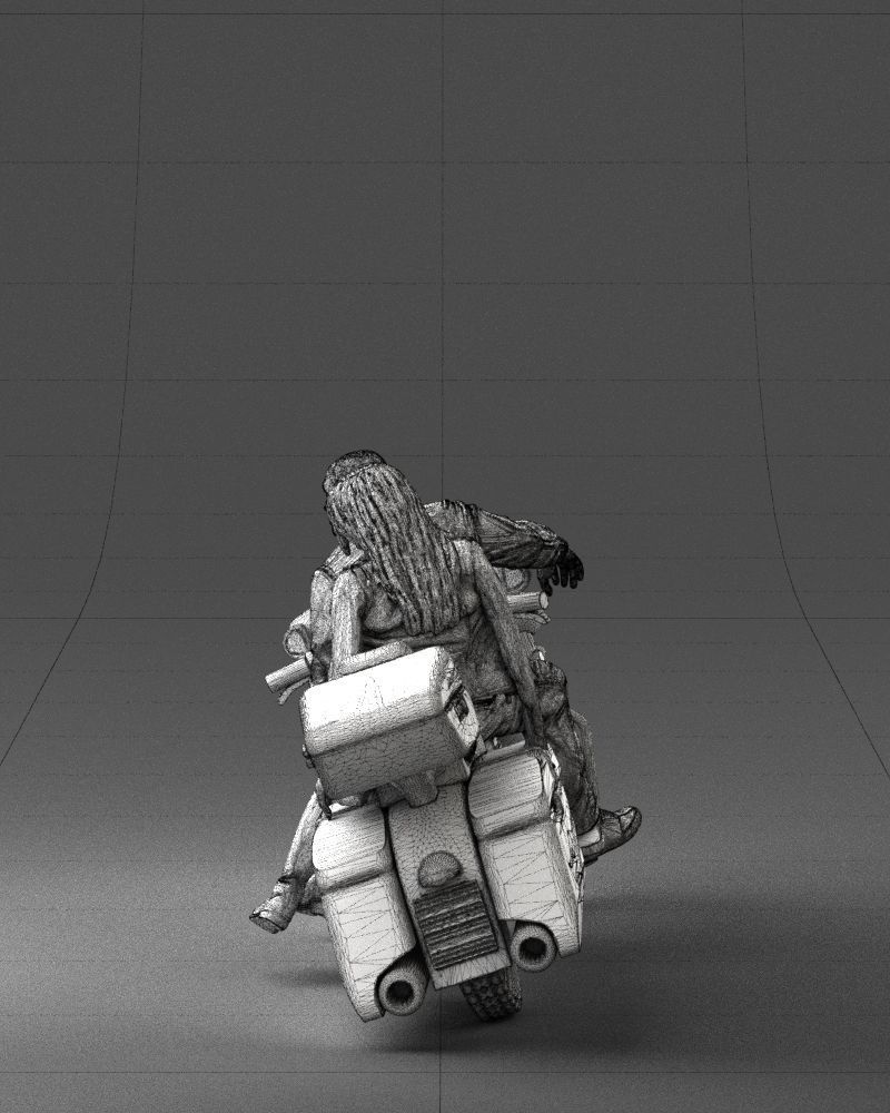 Man and woman on black motorcycle 0094 3D model_26