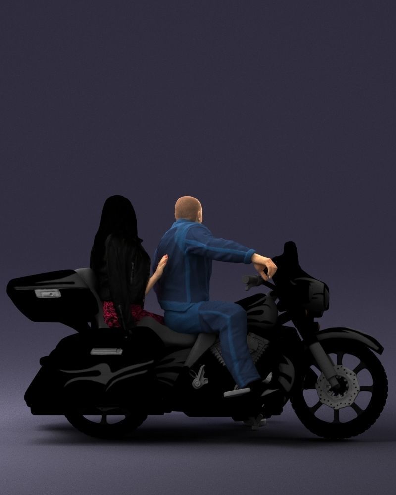 Man and woman on black motorcycle 0094 3D model_18