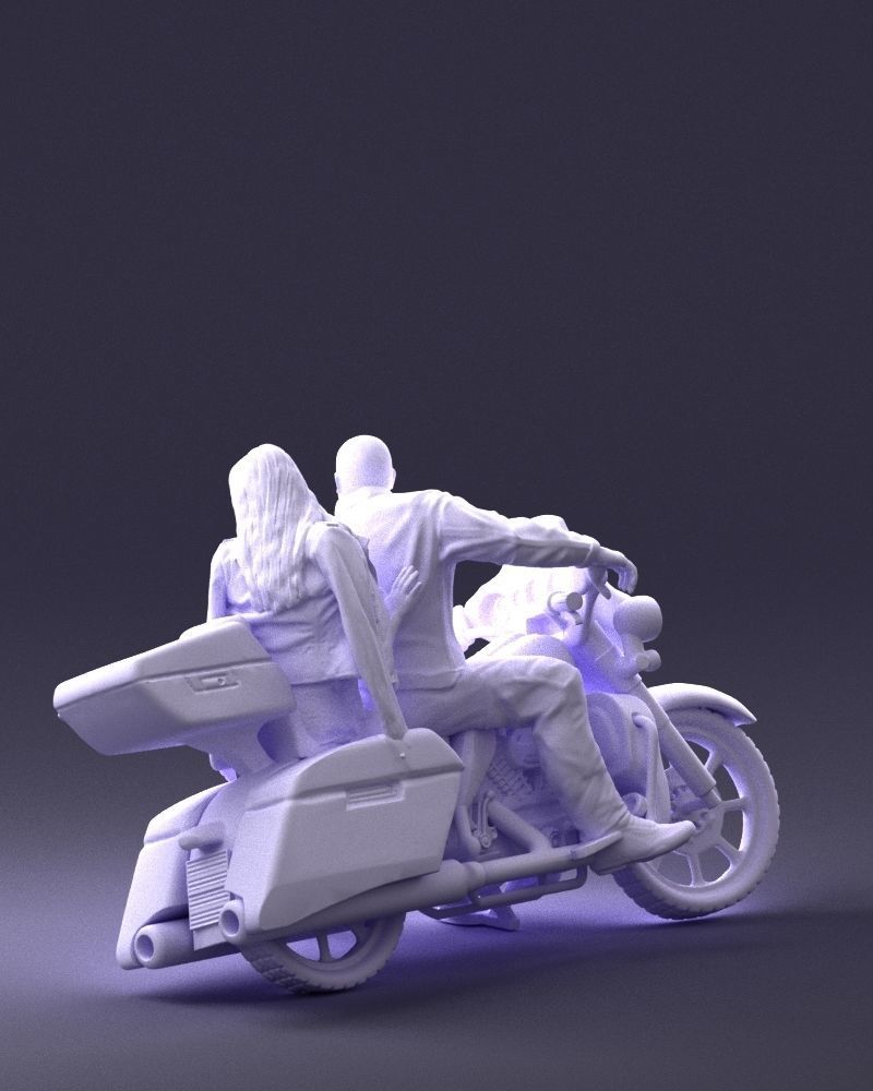 Man and woman on black motorcycle 0094 3D model_22