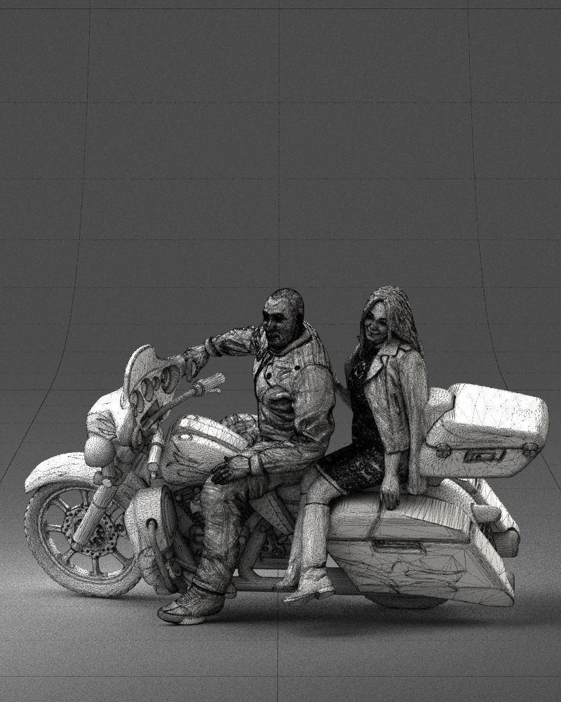 Man and woman on black motorcycle 0094 3D model_35
