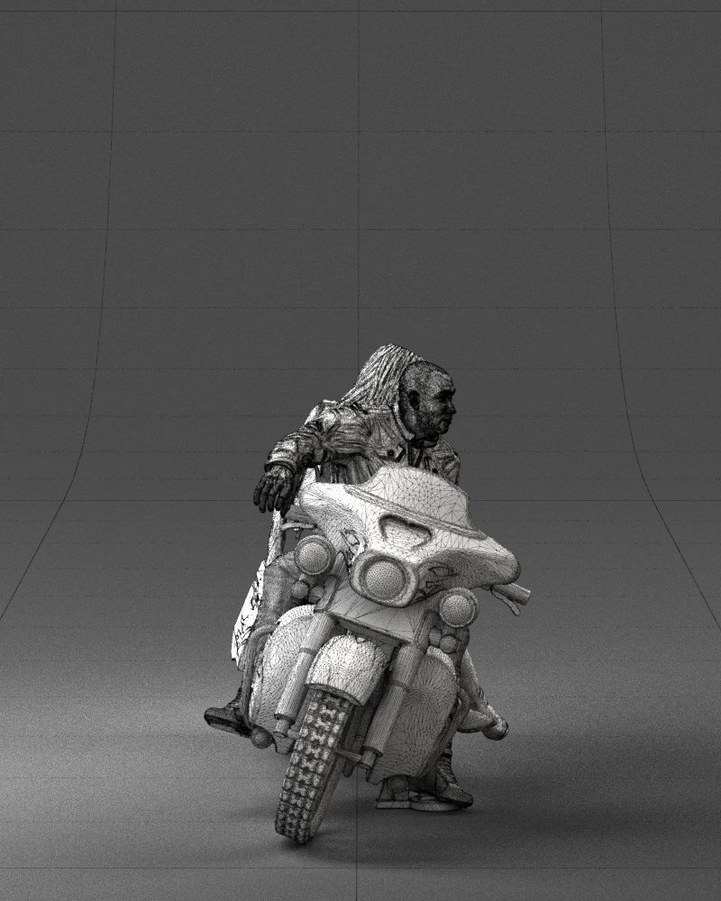 Man and woman on black motorcycle 0094 3D model_14