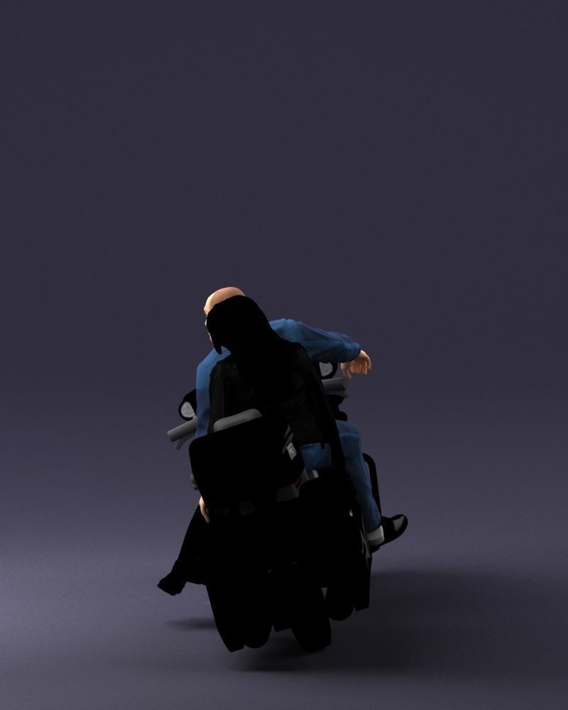 Man and woman on black motorcycle 0094 3D model_24