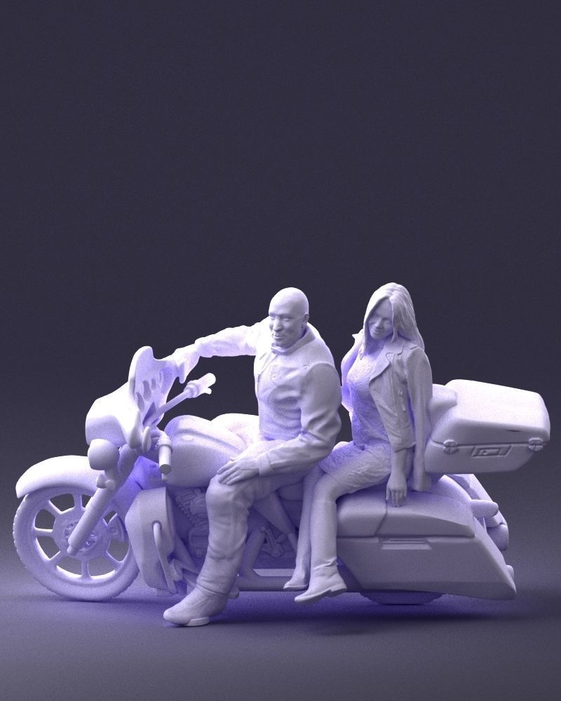 Man and woman on black motorcycle 0094 3D model_37