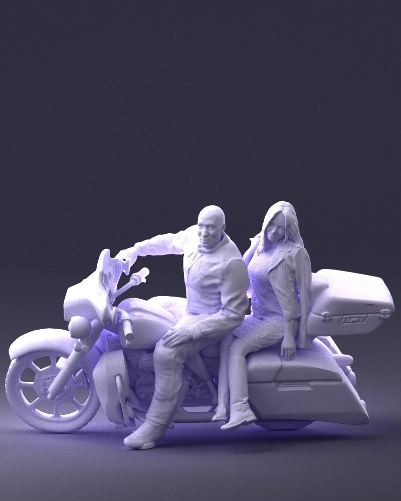 Man and woman on black motorcycle 0094 3D model_4