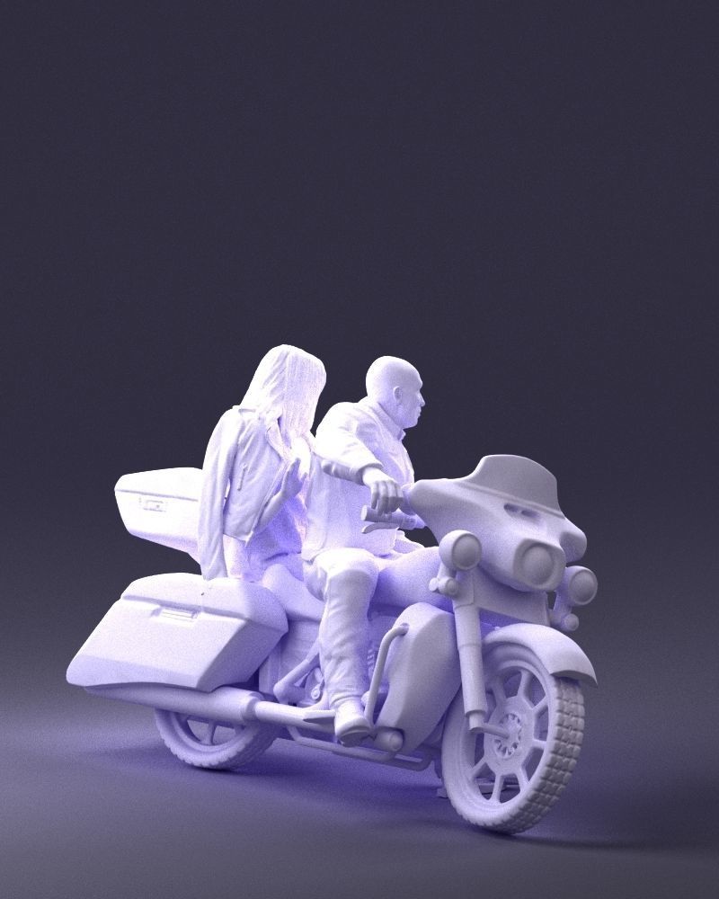 Man and woman on black motorcycle 0094 3D model_16