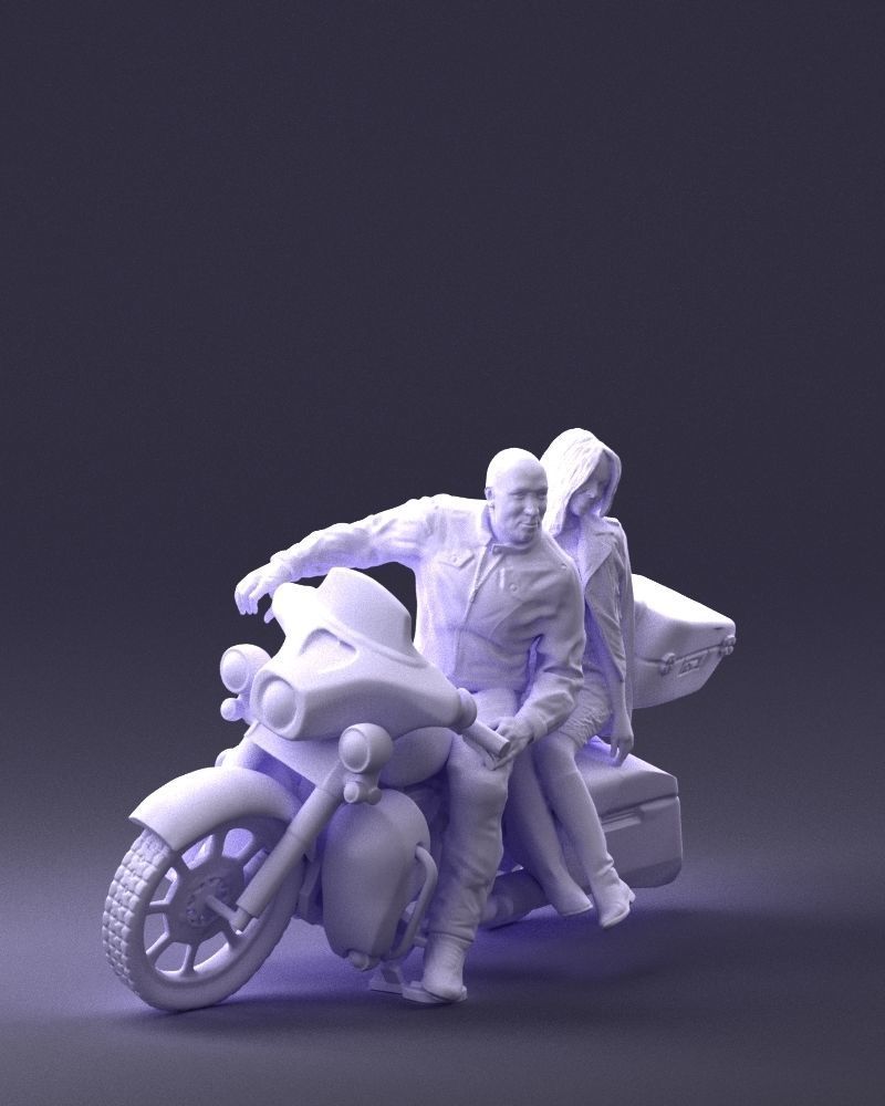 Man and woman on black motorcycle 0094 3D model_10