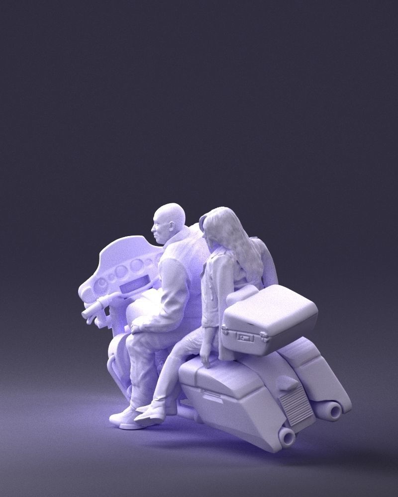 Man and woman on black motorcycle 0094 3D model_28