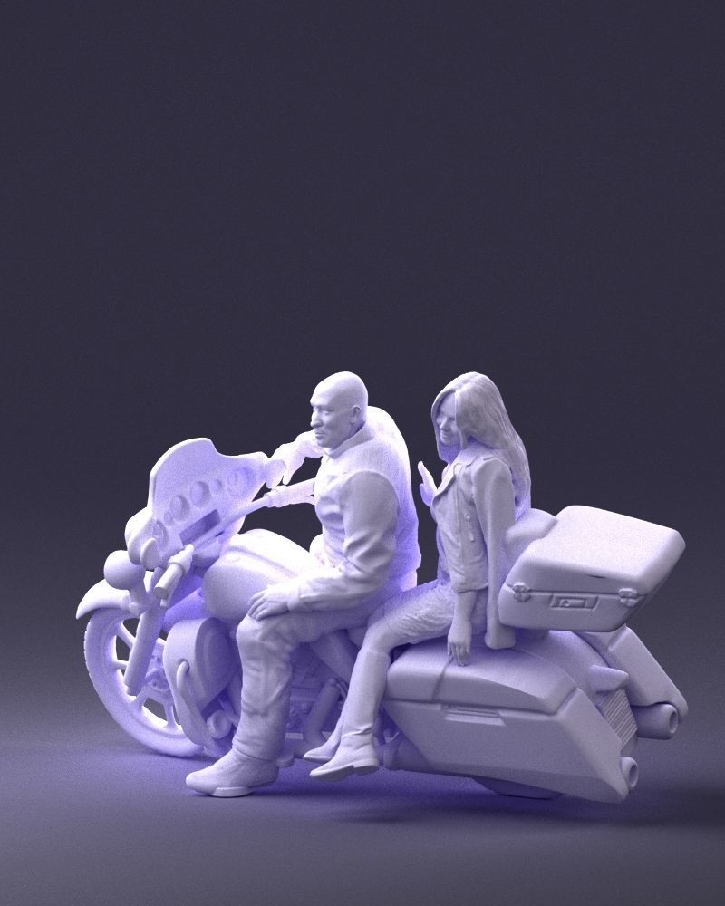Man and woman on black motorcycle 0094 3D model_31