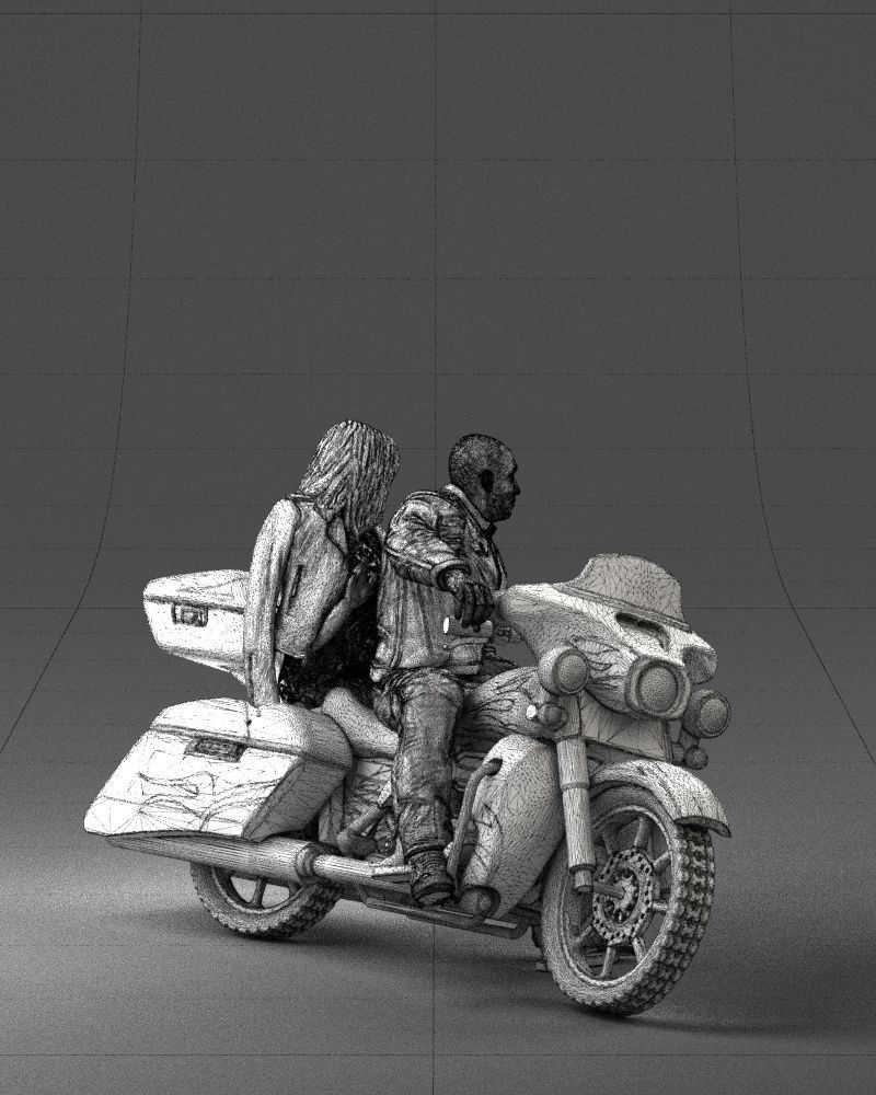 Man and woman on black motorcycle 0094 3D model_17