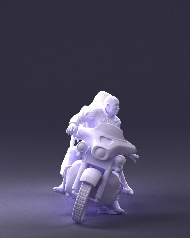 Man and woman on black motorcycle 0094 3D model_13