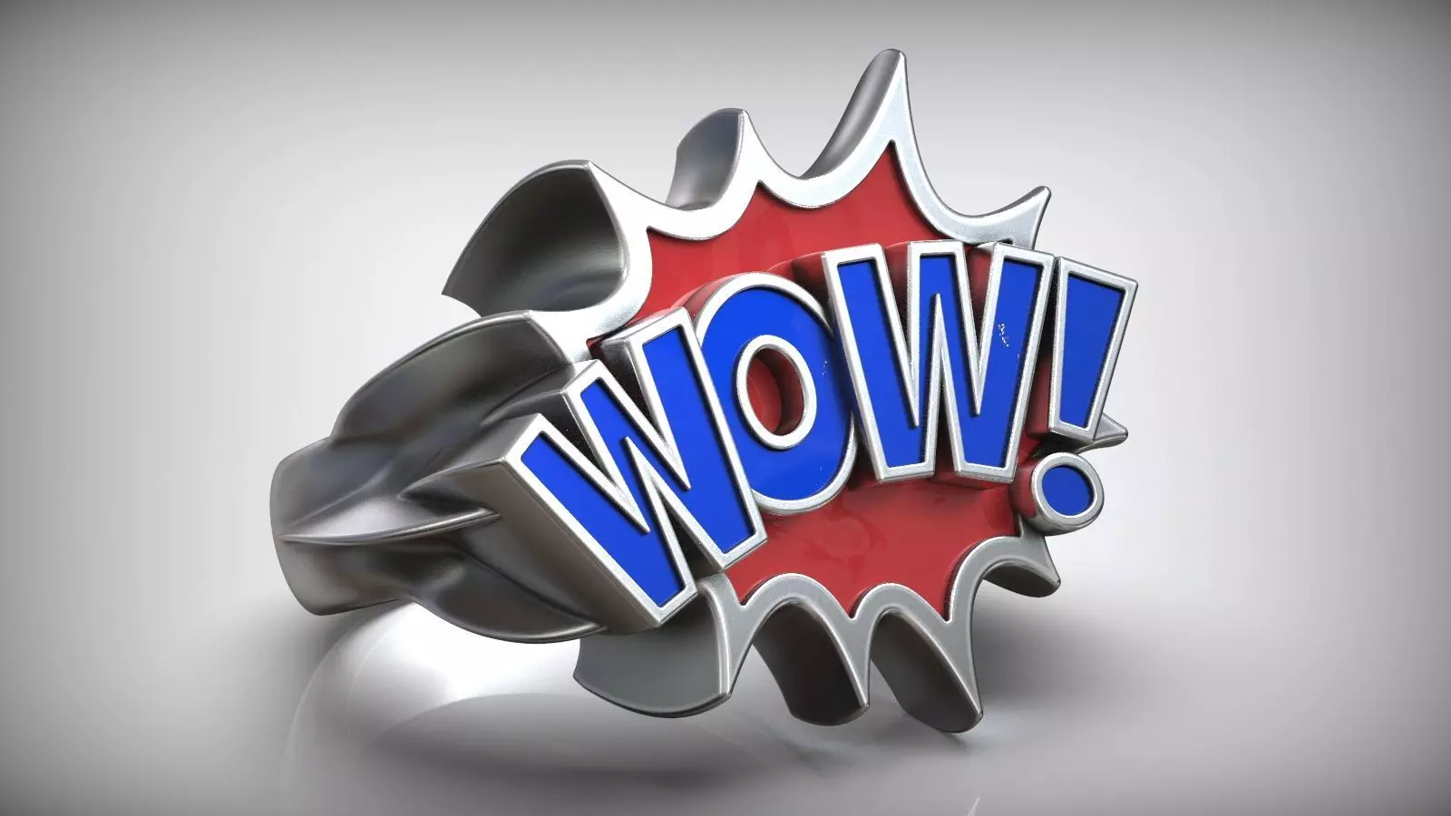 Comic Drop WOW Enamel Signet Ring Free 3D print model
