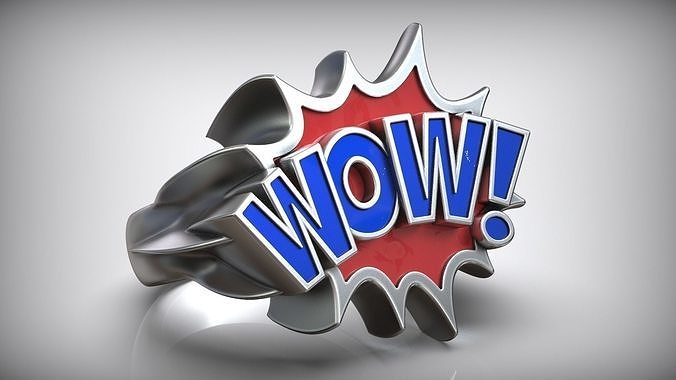 Comic Drop WOW Enamel Signet Ring Free 3D print model