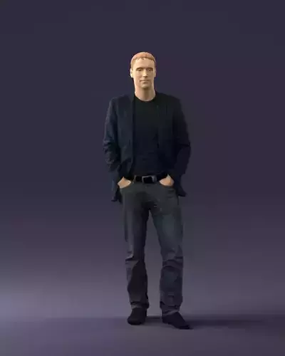 Guy blue plaid jacket 0506 3D Print Ready