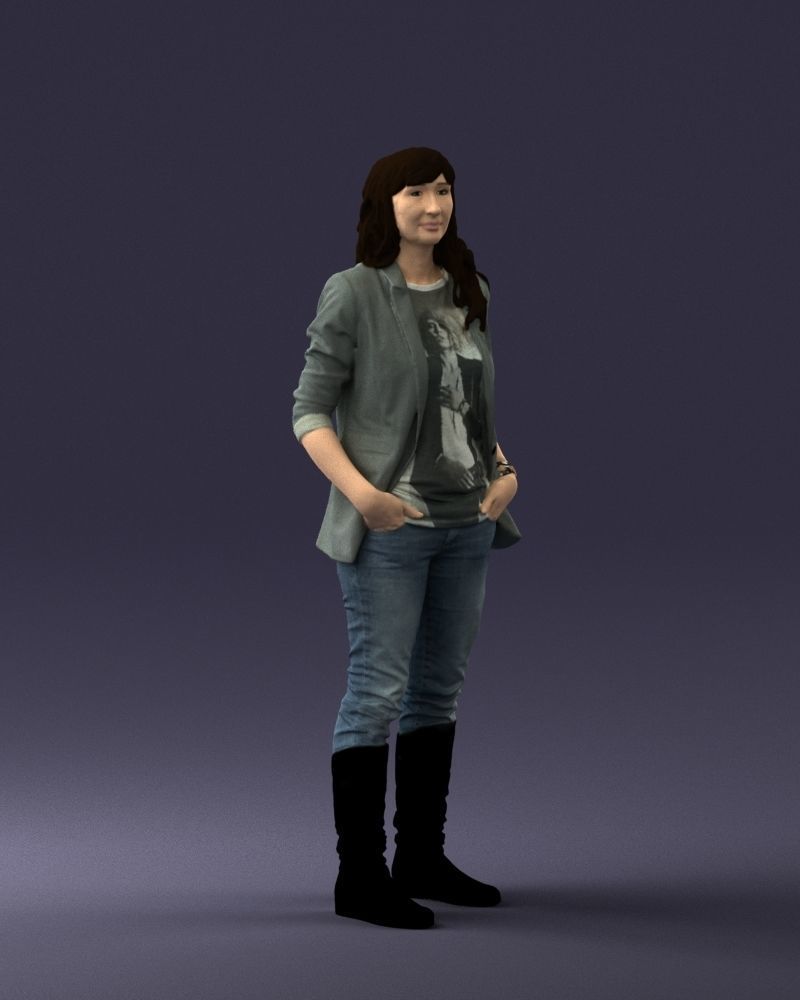 Girl with long hair 0513 3D Print Ready 3D print model_33