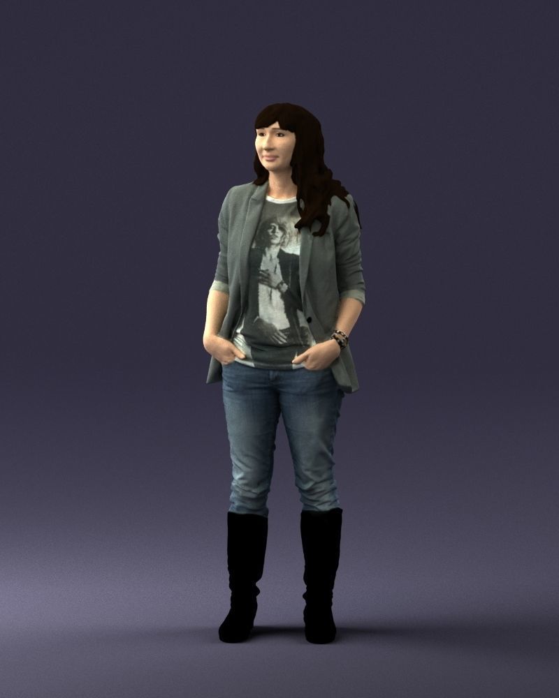 Girl with long hair 0513 3D Print Ready 3D print model_3