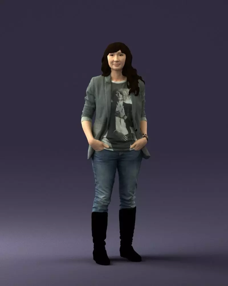 Girl with long hair 0513 3D Print Ready 3D print model_0