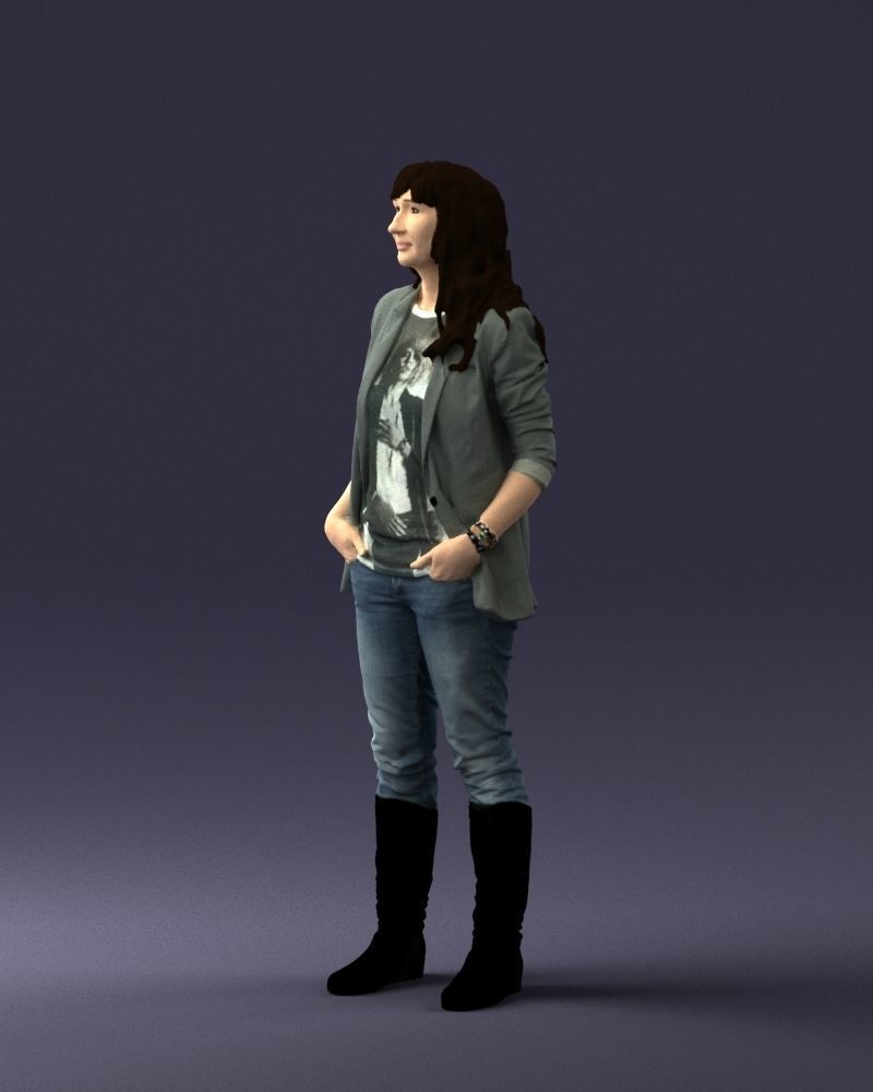 Girl with long hair 0513 3D Print Ready 3D print model_6