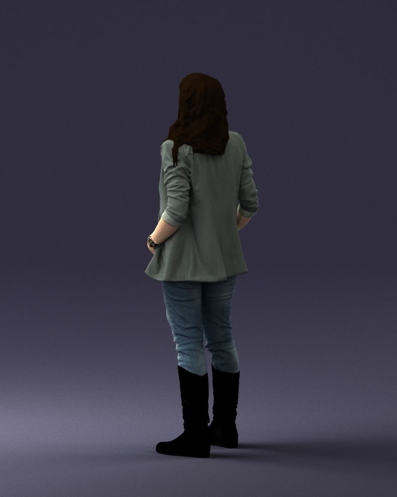 Girl with long hair 0513 3D Print Ready 3D print model_15