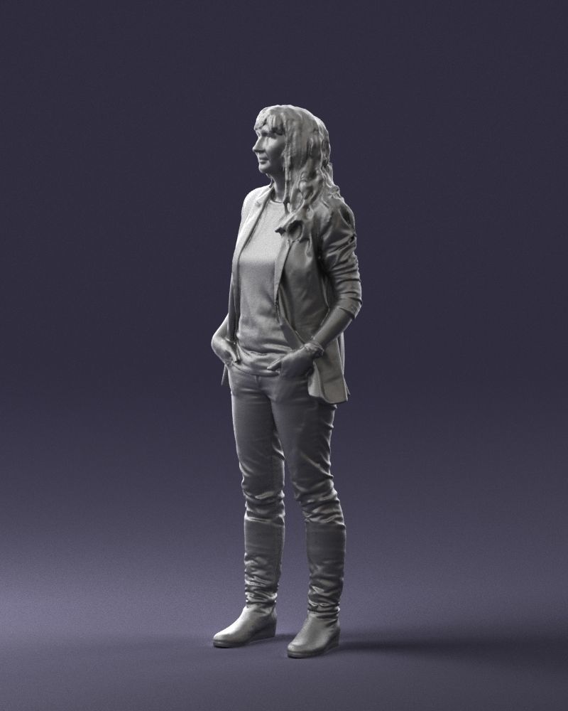 Girl with long hair 0513 3D Print Ready 3D print model_7