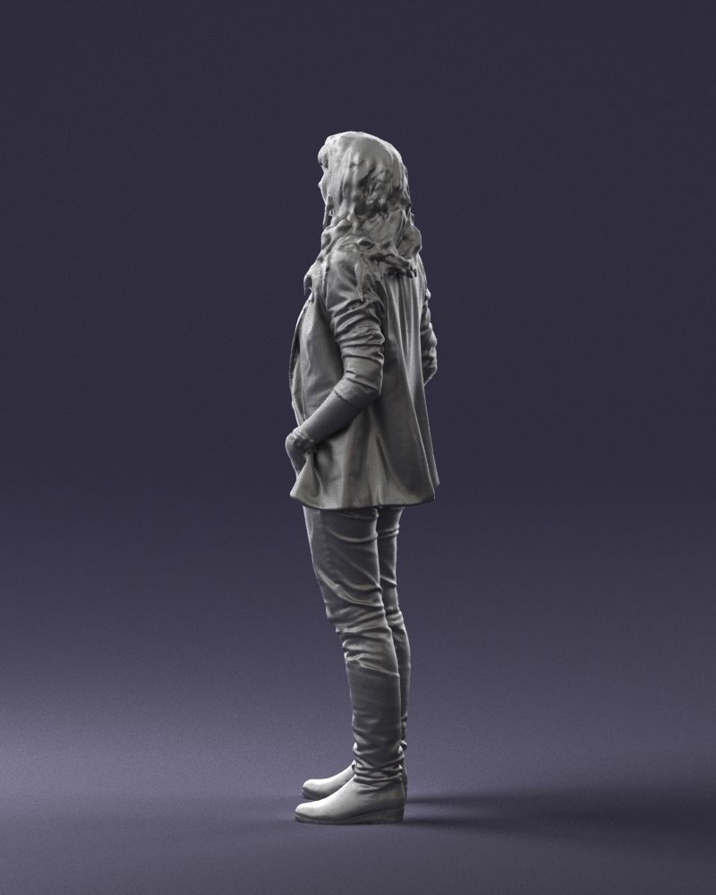 Girl with long hair 0513 3D Print Ready 3D print model_13