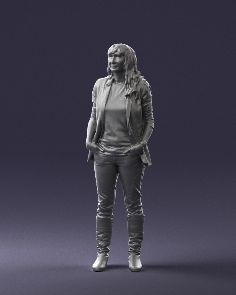Girl with long hair 0513 3D Print Ready 3D print model_4