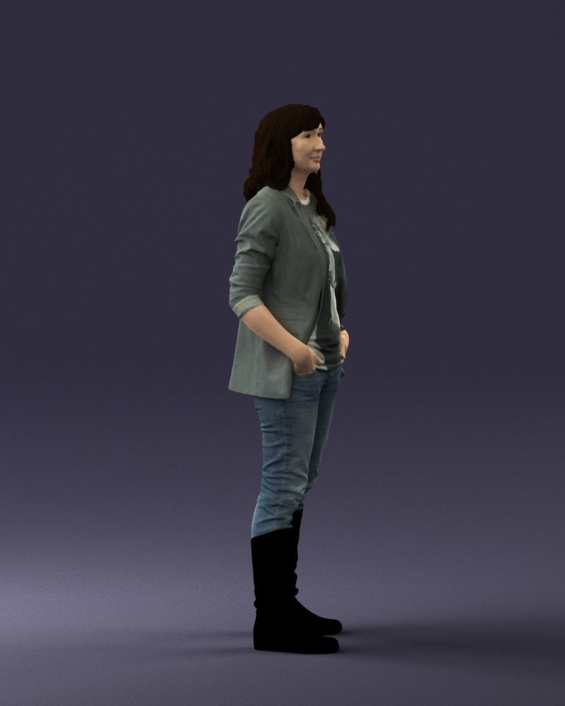 Girl with long hair 0513 3D Print Ready 3D print model_30