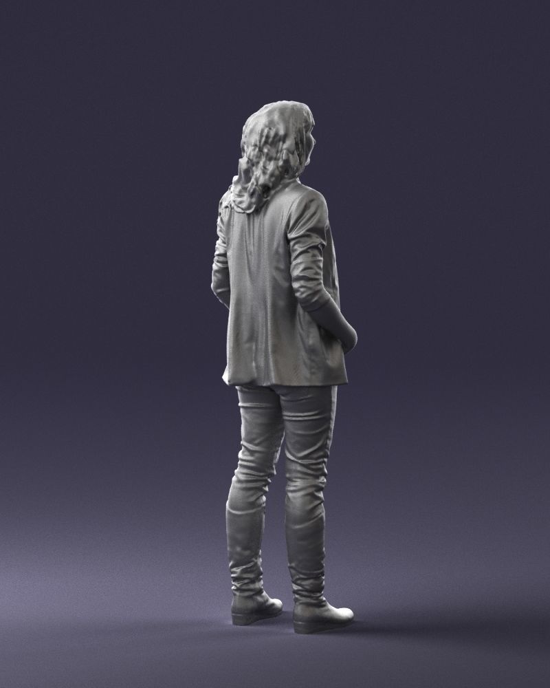 Girl with long hair 0513 3D Print Ready 3D print model_25