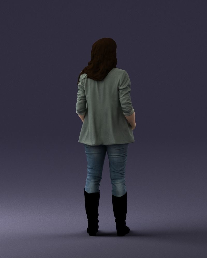 Girl with long hair 0513 3D Print Ready 3D print model_21