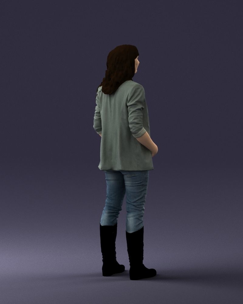 Girl with long hair 0513 3D Print Ready 3D print model_24