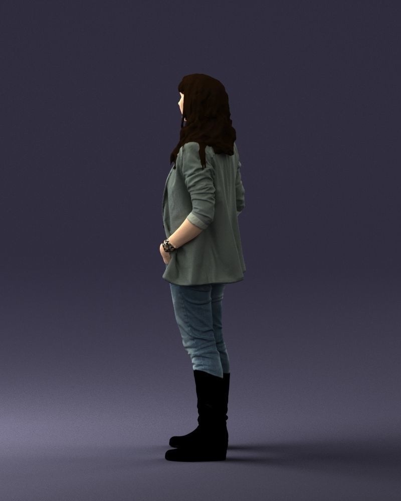 Girl with long hair 0513 3D Print Ready 3D print model_12