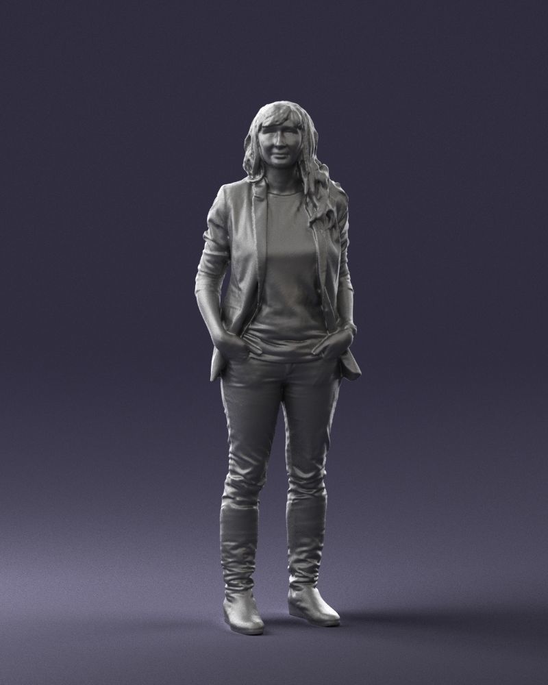 Girl with long hair 0513 3D Print Ready 3D print model_1