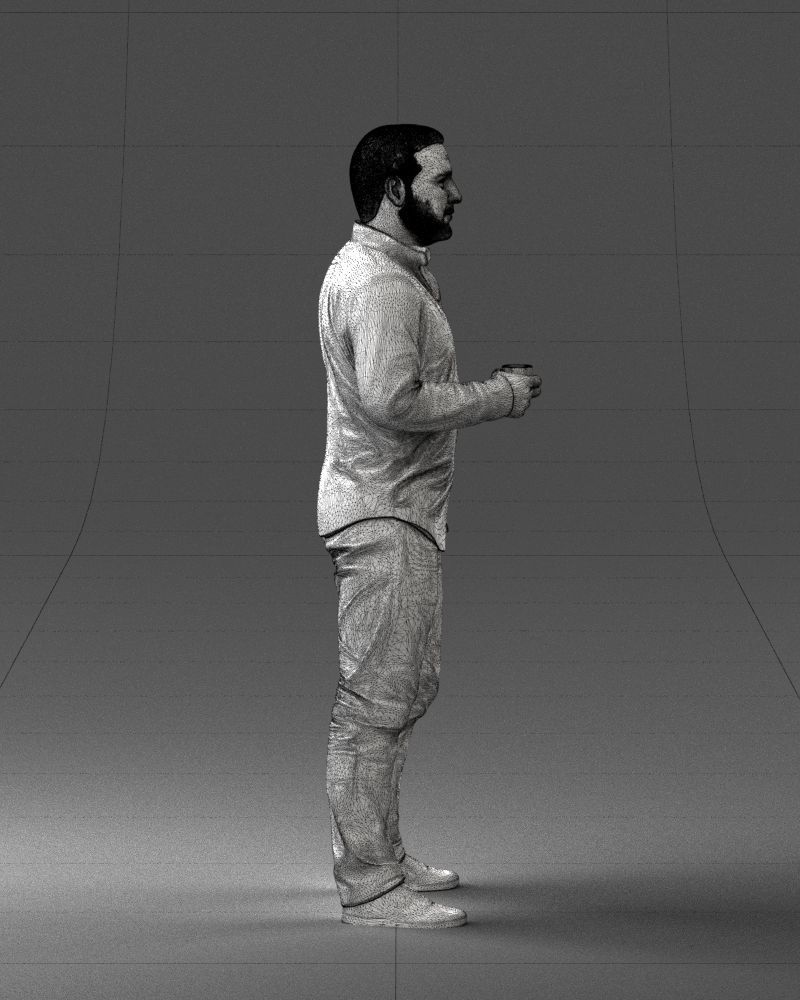 000224 Casual Male Character with Drink 1121 3dp 3D print model_14