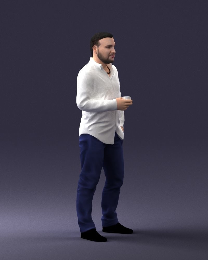 000224 Casual Male Character with Drink 1121 3dp 3D print model_9